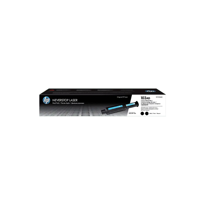 HP 103AD Dual Pack Black Original Neverstop Laser Toner Reload Kit- W1103AD