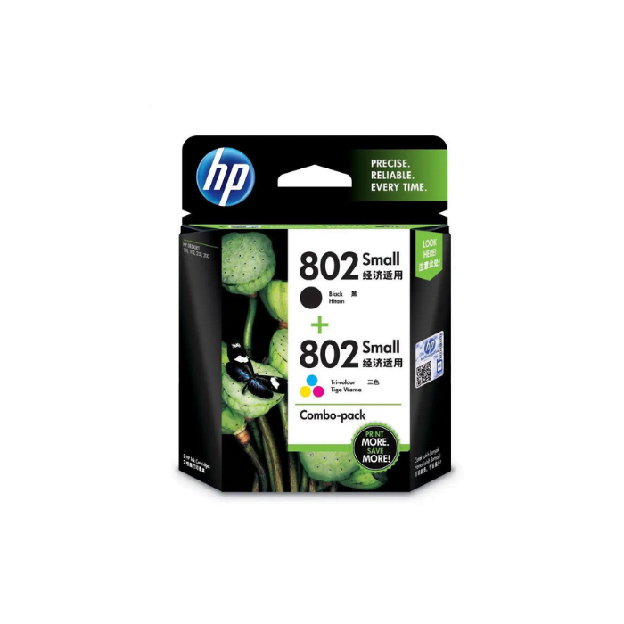 HP 802 2-pack Small BlackTri-color Original Ink Cartridges- CR312A (802 COMBO)